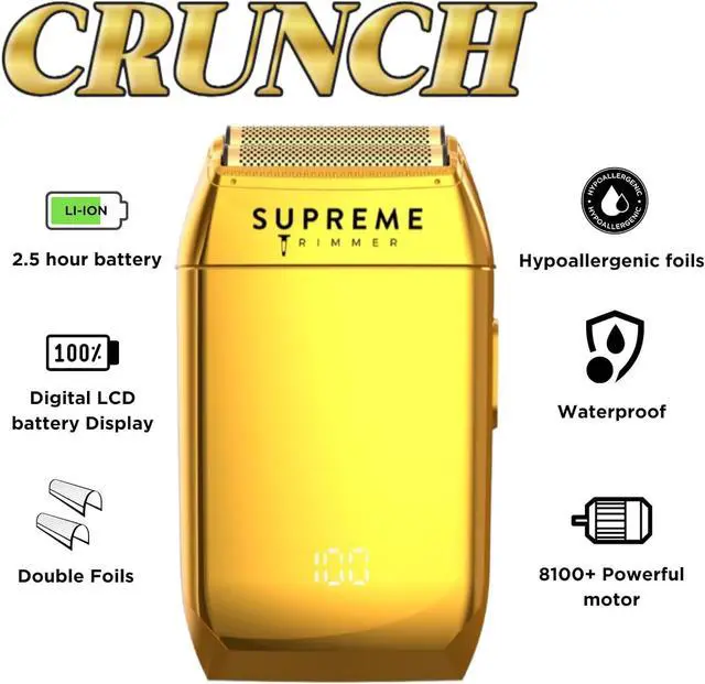 Alt view image 2 of 7 - Supreme Trimmer Crunch STF602  Waterproof Double Foil Shaver for Men | 150 Min Runtime, Wet/Dry Cordless & Corded Electric Razor | Hypoallergenic Foils for Face, Head & Stubble