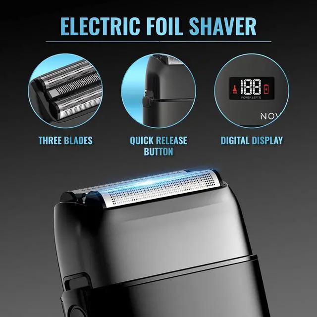 Alt view image 3 of 7 - Novah Professional Barber Clippers and Trimmer Set - Foil Shaver Professional Hair Clippers for Men, Mens Cordless Hair Clipper for Barbers Haircut Kit, Fade