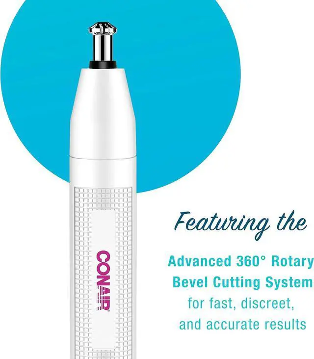 Alt view image 2 of 7 - Conair Ear and Nose Hair Trimmer for Women, Cordless Battery-Powered, Patent 360 Bevel Blade for No Pull, No Snag Trimming Experience, True Glow by Conair