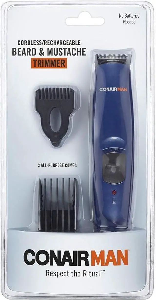 Alt view image 5 of 6 - ConairMAN Beard Trimmer for Men Includes Nose and Ear Hair Trimmer and with 5-Position Comb Attachment, 5 piece Men's Grooming Kit, Battery Operated