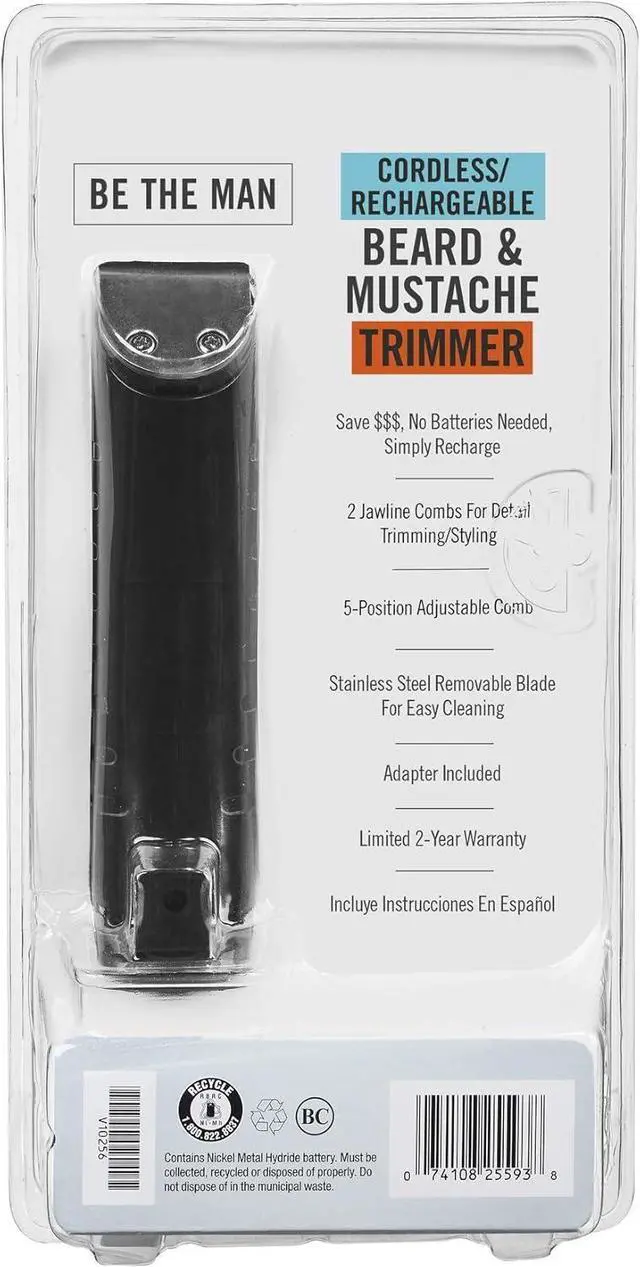 Alt view image 6 of 6 - ConairMAN Beard Trimmer for Men Includes Nose and Ear Hair Trimmer and with 5-Position Comb Attachment, 5 piece Men's Grooming Kit, Battery Operated