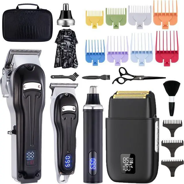 Main image of Roziapro Professional Hair Clippers for Men Zero Gapped T-Blade Trimmer Cordless Nose Hair Trimmer Electric Foil Shaver Rechargeable Hair Grooming Set with LED Display (Black)