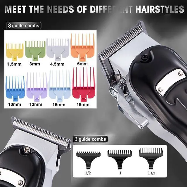 Alt view image 4 of 7 - Roziapro Professional Hair Clippers for Men Zero Gapped T-Blade Trimmer Cordless Nose Hair Trimmer Electric Foil Shaver Rechargeable Hair Grooming Set with LED Display (Black)