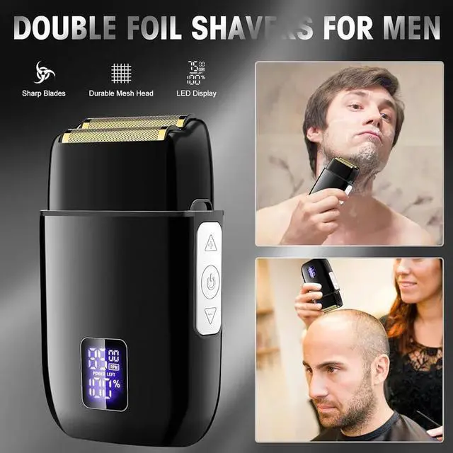 Alt view image 5 of 7 - Roziapro Professional Hair Clippers for Men Zero Gapped T-Blade Trimmer Cordless Nose Hair Trimmer Electric Foil Shaver Rechargeable Hair Grooming Set with LED Display (Black)