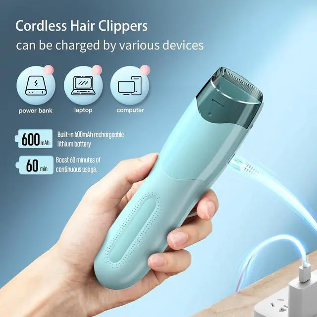 Alt view image 5 of 7 - Favrison Vacuum Hair Clippers for Kids & Men, Electric Haircut Kit with Dual Motor Power, Cordless Professional Hair Trimmer, IPX7 Waterproof & Rechargeable