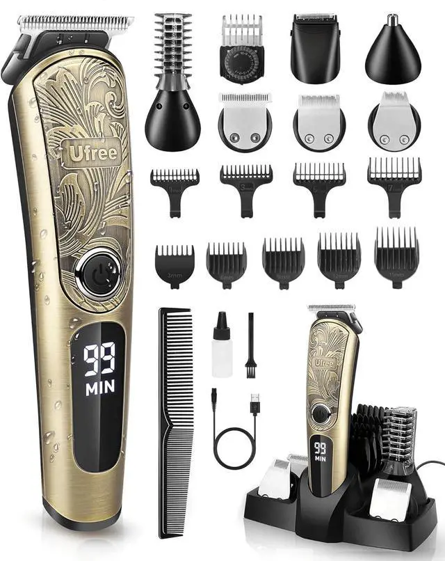 Main image of Ufree Gifts for Men, Beard Trimmer with Charging Stand, IPX7 Waterproof Electric Razor Shavers for Men, Clippers for Hair Cutting, Mens Grooming Kit for Mustache Nose Facial Body