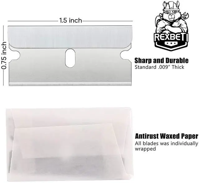 Alt view image 2 of 7 - REXBETI 600PCS Single Edge Razor Blades, Industrial , Box Cutter Replacement Blades, Glass Scraper Blades