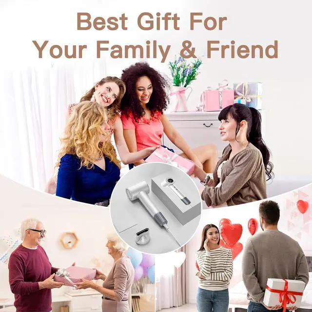 Alt view image 7 of 7 - Hair Dryer, 180000 RPM Professional High Speed Blow Dryer Negative Ionic Care Hair Dryer for Fast Drying, Low Noise, HD Display Hairdryer for Curly Straightener, Thermo-Control Hairdryer with Nozzle