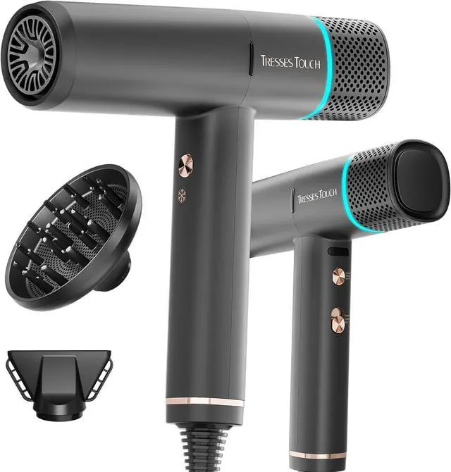 Main image of Diffuser Hair Dryer, Professional High Speed Portable Ionic Hair Blow Dryer with Diffuser for Women & Men, 3 Temps/2 Speeds, 6.56 Ft Cord, Best for Straight & Wavy Hair, for Home Travel, Black