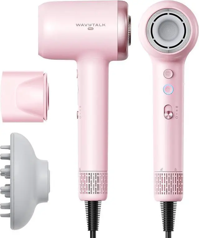 Main image of Hair Dryer, Wavytalk Turblow Pro Fast Drying Blow Dryer with Diffuser, High Speed Hair Dryer with 110,000 RPM, Pro Negative Ions for Reduces Damage, Frizz Smoothing, 3 Speeds & 3 Temps, Pink