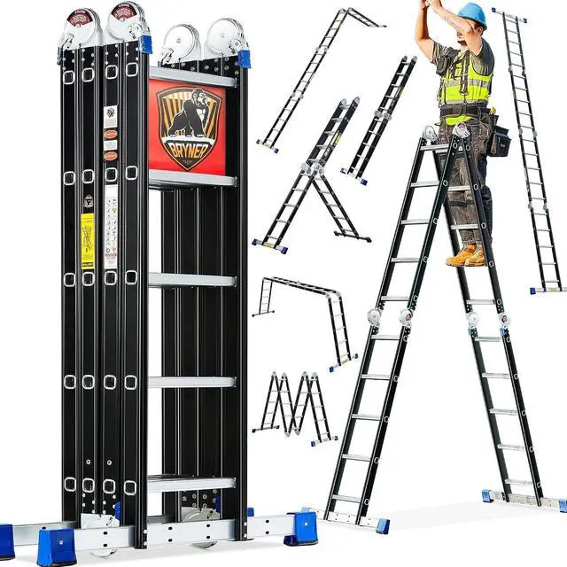 Main image of Bryner Step Folding Ladder 19.6ft Multi-Purpose Aluminium Extension Ladders, 7 in 1 Folding Adjustable Telescoping Step Ladder 330lbs