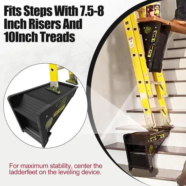 Alt view image 2 of 7 - Stable Platform Ladder Leveler - Ladder Levelers for Extension Ladders with Storage for Uneven Surfaces (Regular Black)