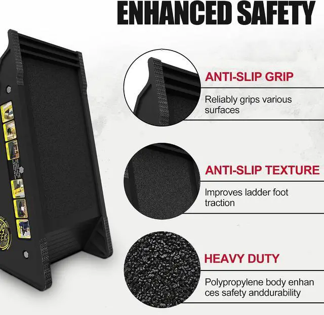 Alt view image 4 of 7 - Stable Platform Ladder Leveler - Ladder Levelers for Extension Ladders with Storage for Uneven Surfaces (Regular Black)