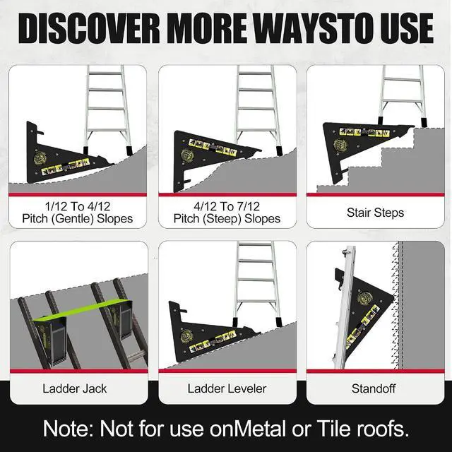 Alt view image 7 of 7 - Stable Platform Ladder Leveler - Ladder Levelers for Extension Ladders with Storage for Uneven Surfaces (Regular Black)