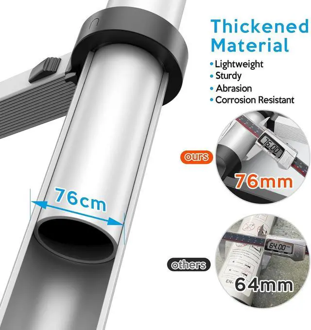 Alt view image 5 of 6 - 15.5FT Telescoping Ladder, Collapsible Ladder with Bottom Stabilizers