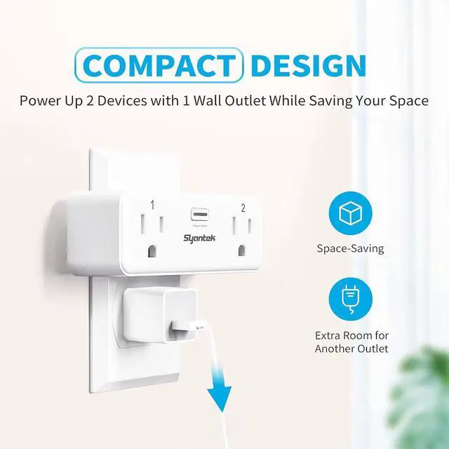 Alt view image 4 of 7 - Remote Control Outlet with 2 Independent Control Sockets, Wireless Remote Light Switch Set, Remote Outlet Plug Up to 100 FT Range, FCC Certified, 15A/1875W, White (2 Outlets + 1 Remote)