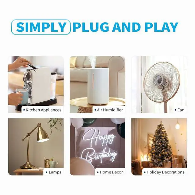Alt view image 7 of 7 - Remote Control Outlet with 2 Independent Control Sockets, Wireless Remote Light Switch Set, Remote Outlet Plug Up to 100 FT Range, FCC Certified, 15A/1875W, White (2 Outlets + 1 Remote)