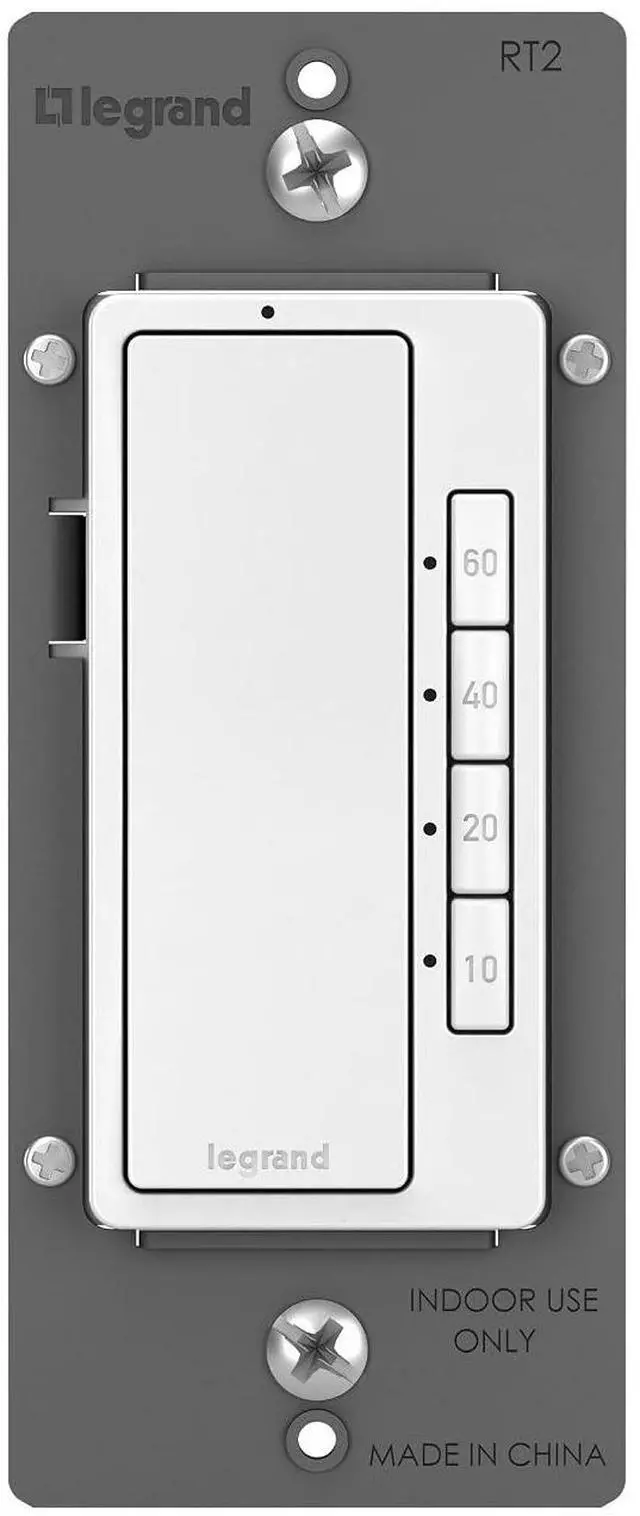 Main image of Legrand Radiant Digital Countdown Timer Rocker Light Switch, For Home Lighting Control, with Locator & Time Indicator, 60/40/20/10 Minute Settings, RT2WCCV4, White, 1 Count
