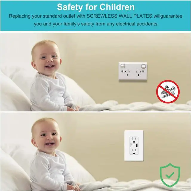 Alt view image 4 of 6 - 20 Pack 1-Gang Screwless Wall Plate, Decora Outlet Cover Plates, 4.57 H x 2.76 L, for Light Switch, Dimmer, GFCI, USB Outlet