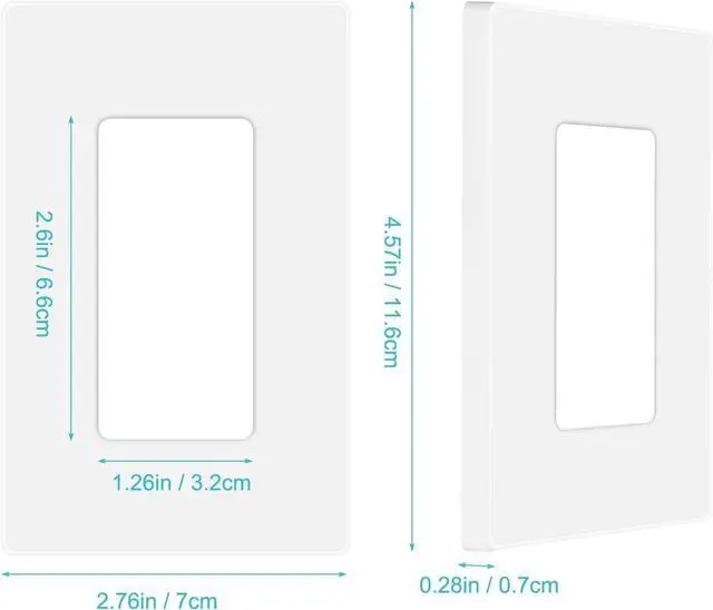 Alt view image 5 of 6 - 20 Pack 1-Gang Screwless Wall Plate, Decora Outlet Cover Plates, 4.57 H x 2.76 L, for Light Switch, Dimmer, GFCI, USB Outlet