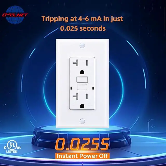 Alt view image 3 of 7 - GFCI Outlet, Weather Proof & Tamper Resistant Outlets, UL Listed Self Test GFI Receptacle, Outdoor or Indoor, 20 Amp, White (5 Pack)