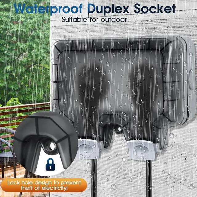 Alt view image 3 of 7 - Outdoor Outlet Box Waterproof,Outdoor Power Outlet Box,Waterproof Ip66 Power Outlet,Outdoor Waterproof Socket,15A 250V Outdoor Plug Socket, in Use Outdoor Outlet Cover (Double Plug Socket)