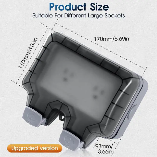 Alt view image 5 of 7 - Outdoor Outlet Box Waterproof,Outdoor Power Outlet Box,Waterproof Ip66 Power Outlet,Outdoor Waterproof Socket,15A 250V Outdoor Plug Socket, in Use Outdoor Outlet Cover (Double Plug Socket)