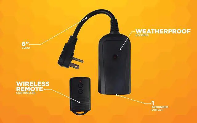 Alt view image 6 of 7 - Southwire Woods Weatherproof Outdoor Electrical Outlet Switch - Wireless Remote Controller - Water-Resistant Power Outlet Converter - Long-Range Convenient Remote Switch - Black