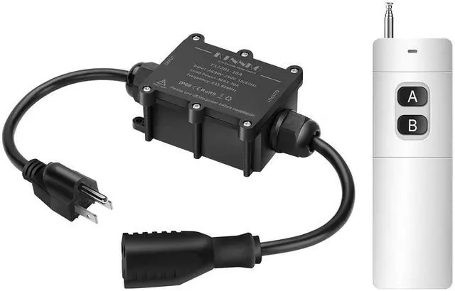 Main image of 20-30 amp Outdoor Waterproof Smart Outlet with Remote Control, ac 90-250V | KTNNKG Weatherproof Remote Control Power Switch, 1000m Long Range Remotes