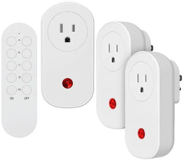 Main image of Remote Control Outlet, 15A Wireless Electrical Outlets Switch Plug for Christmas Lights, 130FT Long Range, Learning Code, FCC & ETL Listed, 3 Outlets + 1 Remote