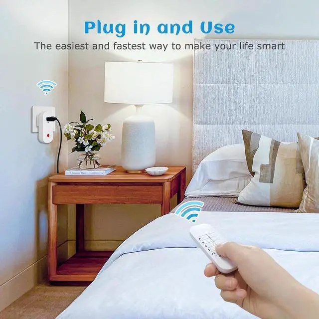 Alt view image 3 of 6 - Remote Control Outlet, 15A Wireless Electrical Outlets Switch Plug for Christmas Lights, 130FT Long Range, Learning Code, FCC & ETL Listed, 3 Outlets + 1 Remote