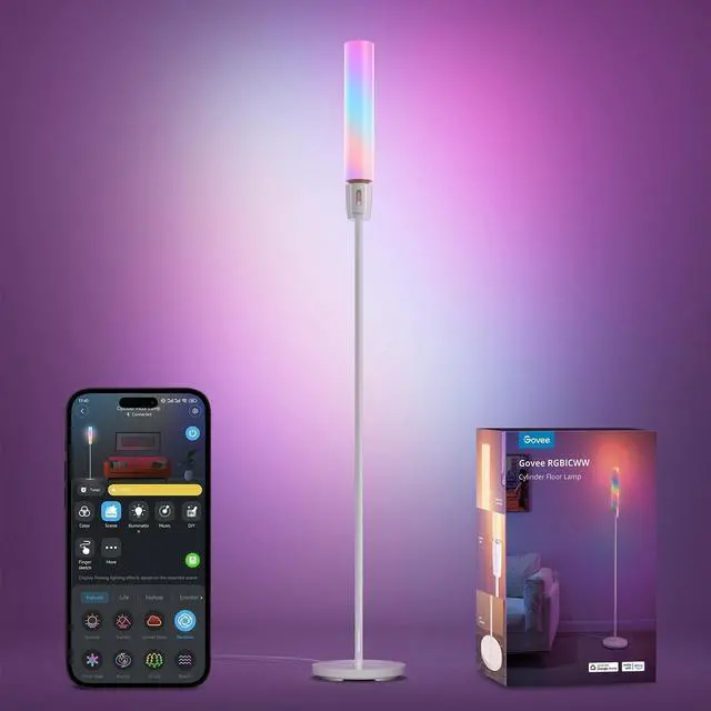 Main image of Govee RGBIC Cylinder Floor Lamp, LED Corner Floor Lamp with Wi-Fi App Control, Smart Lamp with 64+ Scenes, DIY Mode, Music Sync, 1500 Lumens Modern Lamp for Bedroom, Living Room