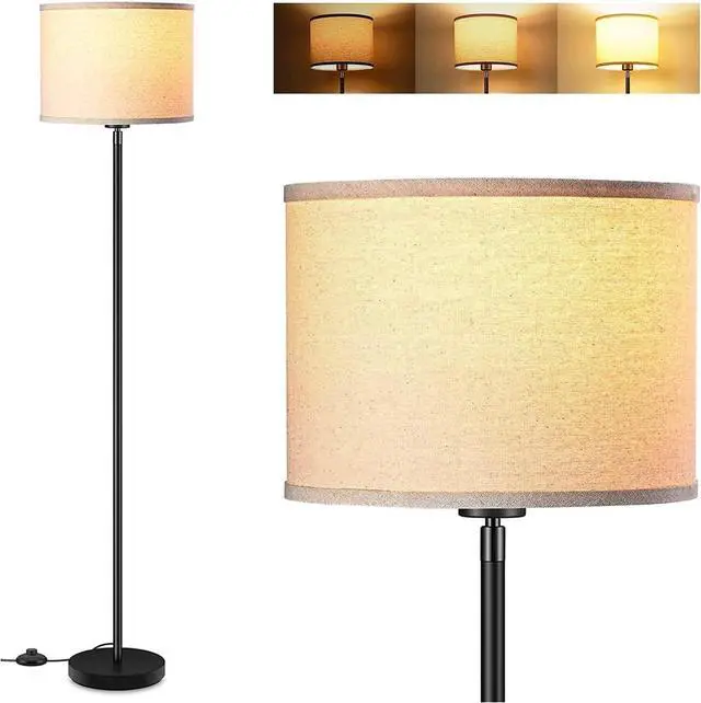 Main image of Floor Lamp Standing Lamp, 58" Small Tall Lamps for Living Room, Simple Pole Lamp with Beige Lampshade, On/Off Foot Pedal, Bright Corner Floor Lamp for Kids Room Bedroom Office Decor(Without Bulbs)