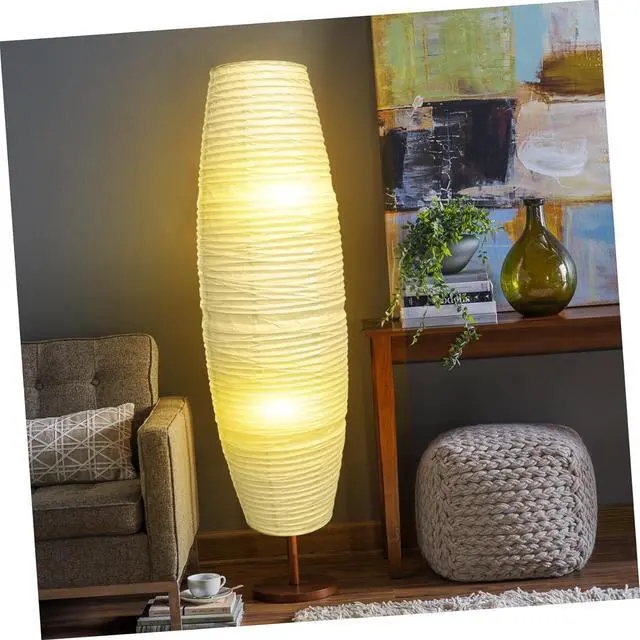 Alt view image 3 of 7 - Beaupretty Paper Floor Lamp Shade Rice Paper Floor Lamp Cover Standing Corner Lamp Cover Light Bulb Cage Guard For Bedroom Living Room White