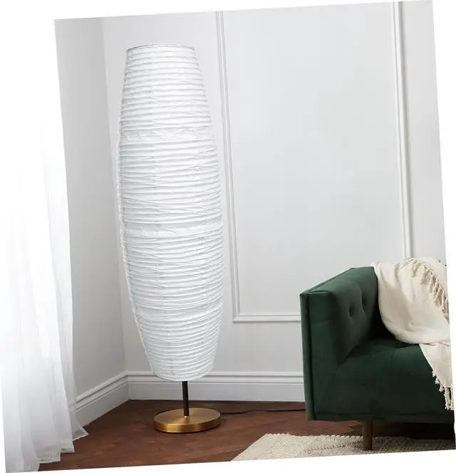 Alt view image 4 of 7 - Beaupretty Paper Floor Lamp Shade Rice Paper Floor Lamp Cover Standing Corner Lamp Cover Light Bulb Cage Guard For Bedroom Living Room White
