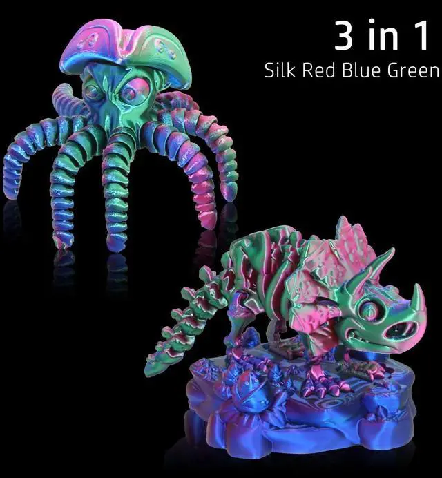 Alt view image 3 of 6 - LOVOON 3D Printer Filament, Tricolor PLA Filament 1.75mm Silk Rainbow Filament Green-Red-Blue, 3D Printing Accessories PLA Filament Multicolor, Dimensional Accuracy +/-0.02mm, 2.2lbs/Spool