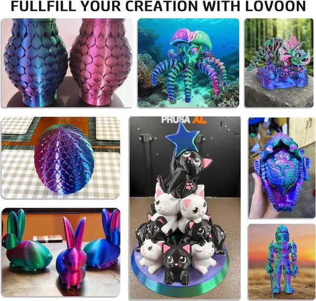 Alt view image 5 of 6 - LOVOON 3D Printer Filament, Tricolor PLA Filament 1.75mm Silk Rainbow Filament Green-Red-Blue, 3D Printing Accessories PLA Filament Multicolor, Dimensional Accuracy +/-0.02mm, 2.2lbs/Spool