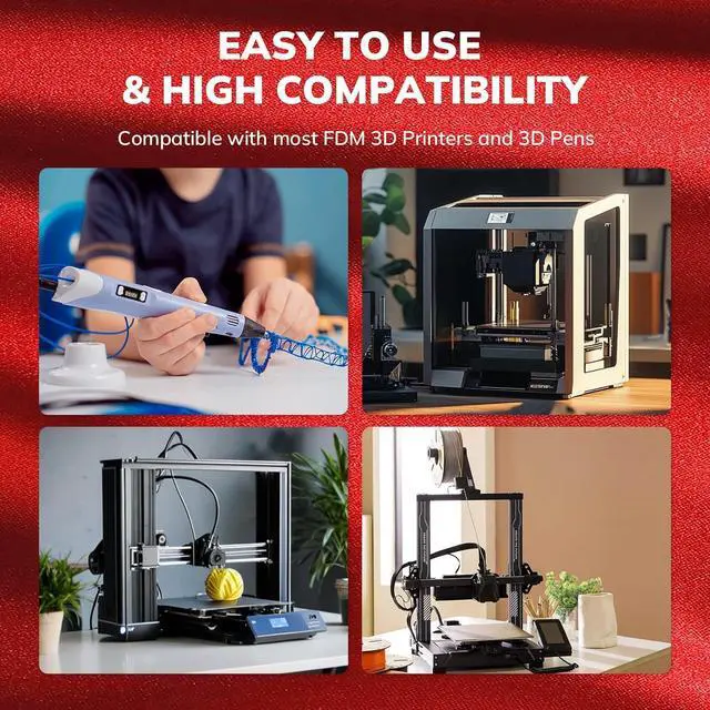 Alt view image 7 of 7 - AMOLEN Silk PLA 3D Printer Filament Bundle, Shiny Dual Color PLA Filament 1.75mm Pack, Color Change PLA 3D Printing Filament for Most FDM 3D Printer, Black Series 200g X 4 Spools