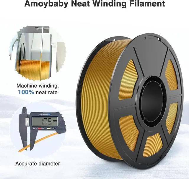 Alt view image 3 of 6 - Silk Gold PLA Filament 1.75mm, 1kg(2.2lbs) High Speed Shiny Metallic Golden 3D Printer Filament, Low Warp & Clog-Free, Dimensional Accuracy +/- 0.03mm for FDM 3D Printers