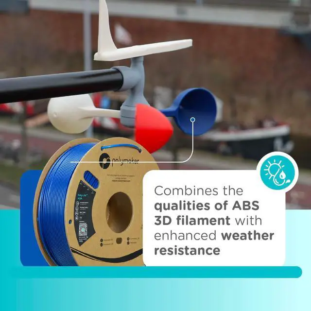 Alt view image 2 of 7 - Polymaker ASA Filament 1.75mm Blue, 1kg ASA 3D Printing Filament, Heat & Weather Resistant - ASA 3D Printer Filament Perfect for Printing Outdoor Functional Parts