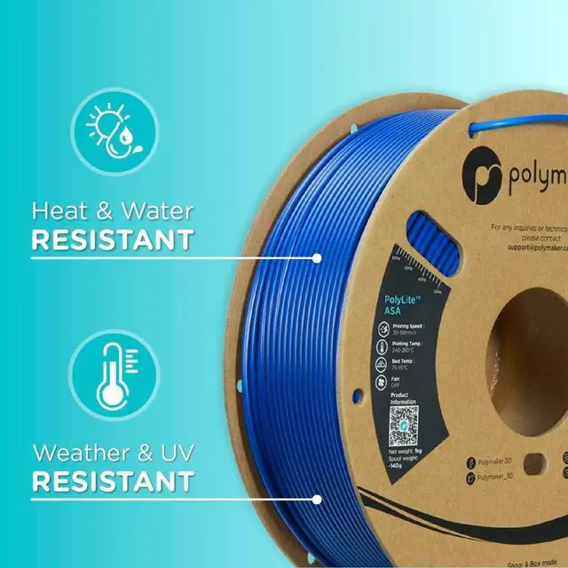 Alt view image 5 of 7 - Polymaker ASA Filament 1.75mm Blue, 1kg ASA 3D Printing Filament, Heat & Weather Resistant - ASA 3D Printer Filament Perfect for Printing Outdoor Functional Parts