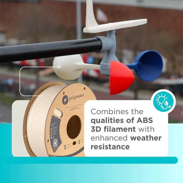 Alt view image 2 of 7 - Polymaker ASA Filament 1.75mm Natural, 1kg ASA 3D Printing Filament, Heat & Weather Resistant - ASA 3D Printer Filament Perfect for Printing Outdoor Functional Parts