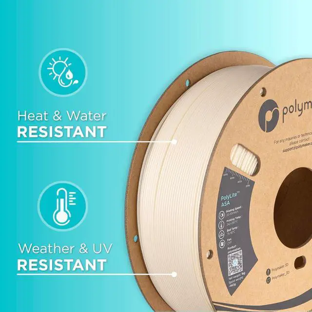 Alt view image 5 of 7 - Polymaker ASA Filament 1.75mm Natural, 1kg ASA 3D Printing Filament, Heat & Weather Resistant - ASA 3D Printer Filament Perfect for Printing Outdoor Functional Parts