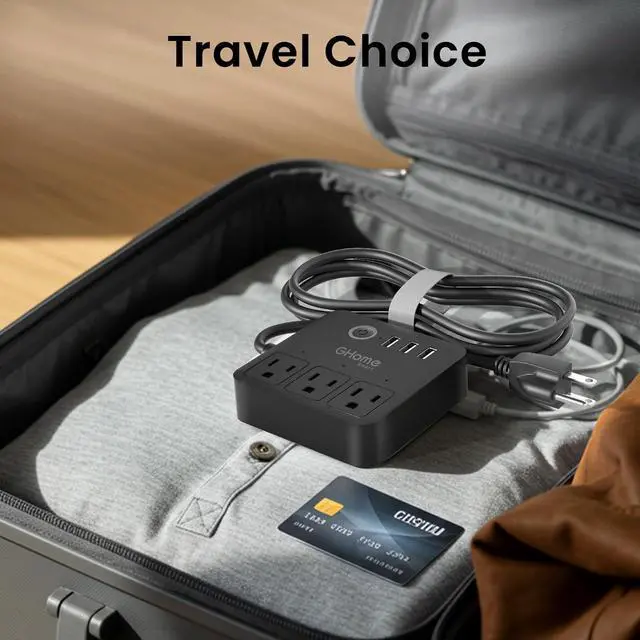 Alt view image 7 of 7 - GHome Smart Plug Power Strip Works with Alexa & Google Home - 3 Individually Controlled Smart Outlets Switches 3 USB Ports, 4FT Extension Cord, WiFi Power Strip, Multi-Plug Extender for Home Offices