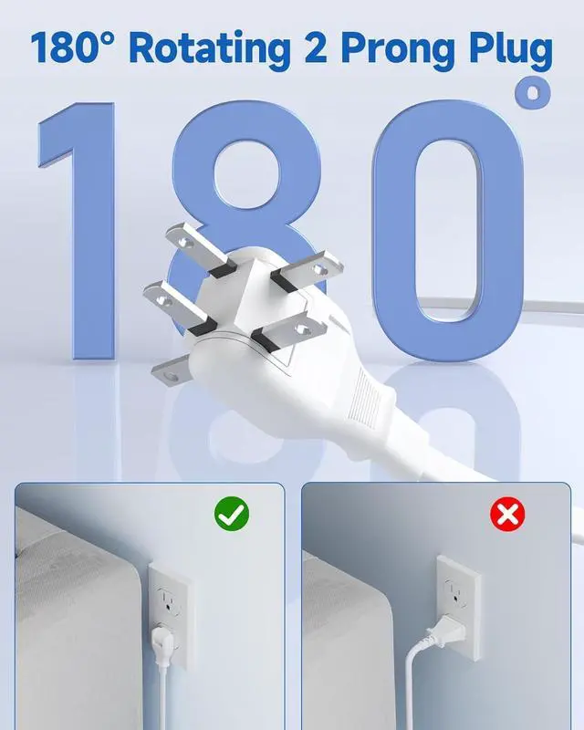 Alt view image 3 of 7 - US to Japan Adapter, meta-ant 2 Prong to 3 Prong Outlet Adapter with 3 Outlets & 4 USB(2 USB-C), 5FT Extension Cord, 180 Rotating Flat Plug 1875W, Type A Plug Adapter for USA to Japanese China Canada