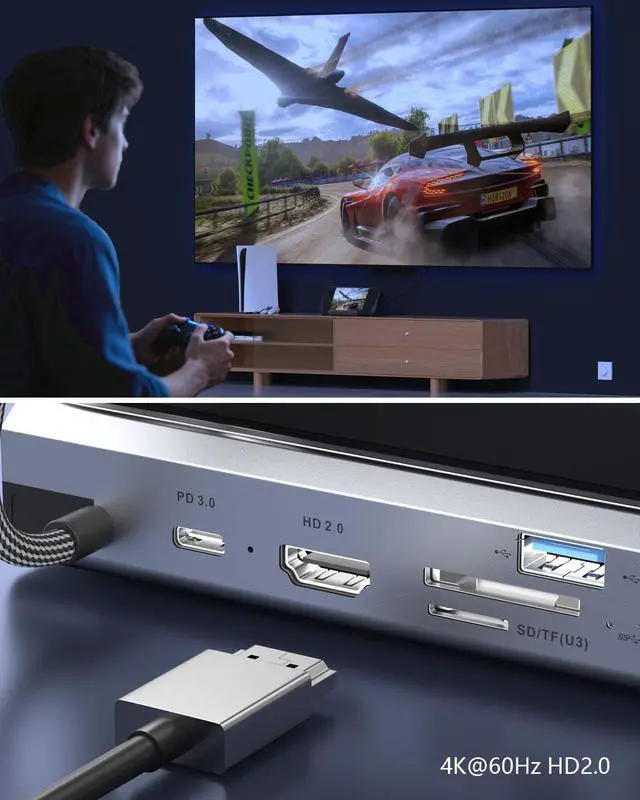 Alt view image 3 of 7 - 13-in-1 Steam Deck Dock with Dual 5cm RGB Cooling Fans for Steam Deck OLED/ROG Ally/Switch 2/Legion Go 4K@60Hz HDMI, Gigabit Ethernet, 100W PD, Aluminum