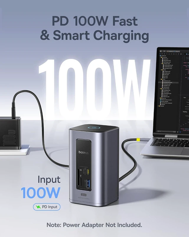 Alt view image 3 of 7 - Spacemate Nomos Air Docking Station 12-in-1+ USB C Cable 240W PD 5A