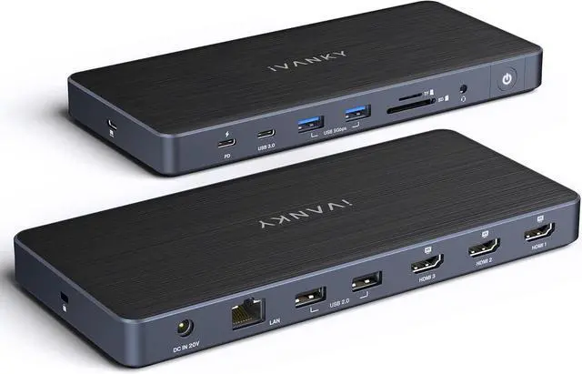 Main image of iVANKY 14-in-1 FusionDock Pro 1 for M2/ M3/ M4/ M5 MacBook DisplayLink Docking Station with 150W Power Adapter, Triple 4K@60Hz Monitor Mac Air/Pro Dock 3HDMI 2.0, 96W PD, 6 USB, Ethernet SD/TF Audio