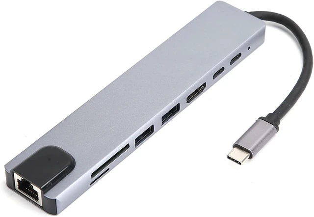 Alt view image 3 of 7 - USB C Adapter with 4K, USB-C to Type-C USB 3.0 Hub RJ45 Ethernet Mini SDTF OTG Adapter