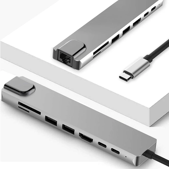 Alt view image 7 of 7 - USB C Adapter with 4K, USB-C to Type-C USB 3.0 Hub RJ45 Ethernet Mini SDTF OTG Adapter
